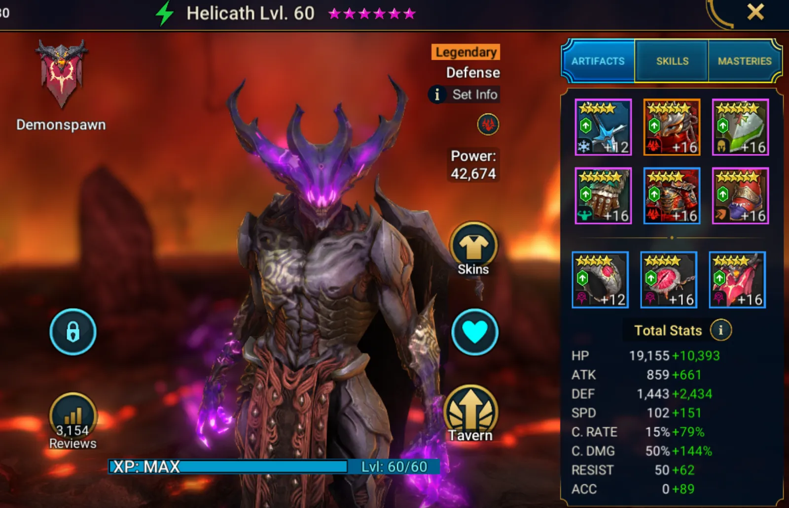 Raid Shadow Legends Helicath champion regeared to 3,877 defence